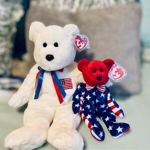 Vintage Ty Patriotic Duo- White, Red and Blue with Patriotic Accents-NWMT